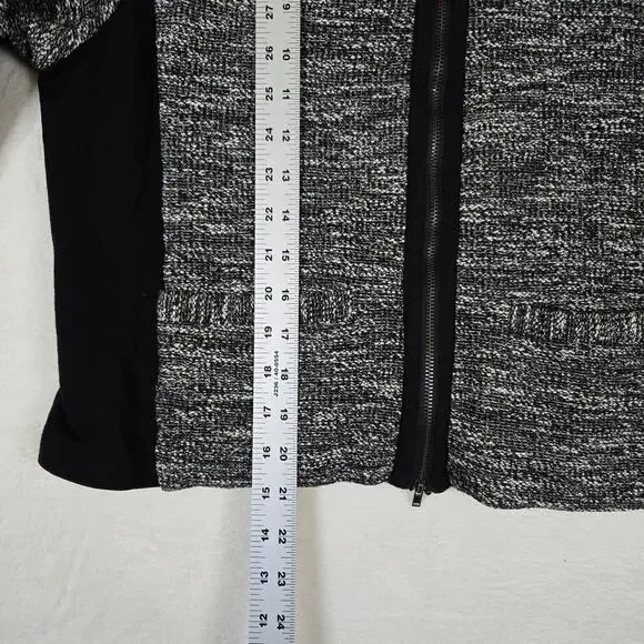 Eileen Fisher Tweed Cropped Jacket Blazer Knit Zip Up Ponte Panels Large 0838 - Picture 9 of 11